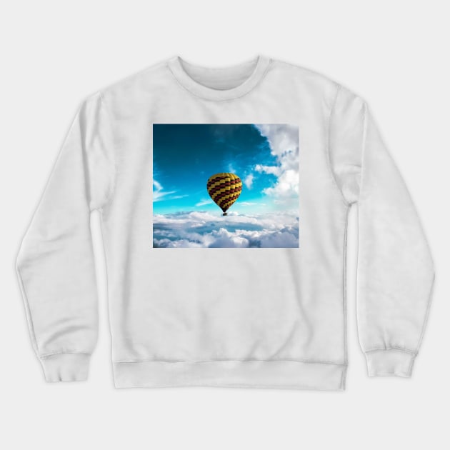 Hot air balloon in the clouds Crewneck Sweatshirt by daghlashassan